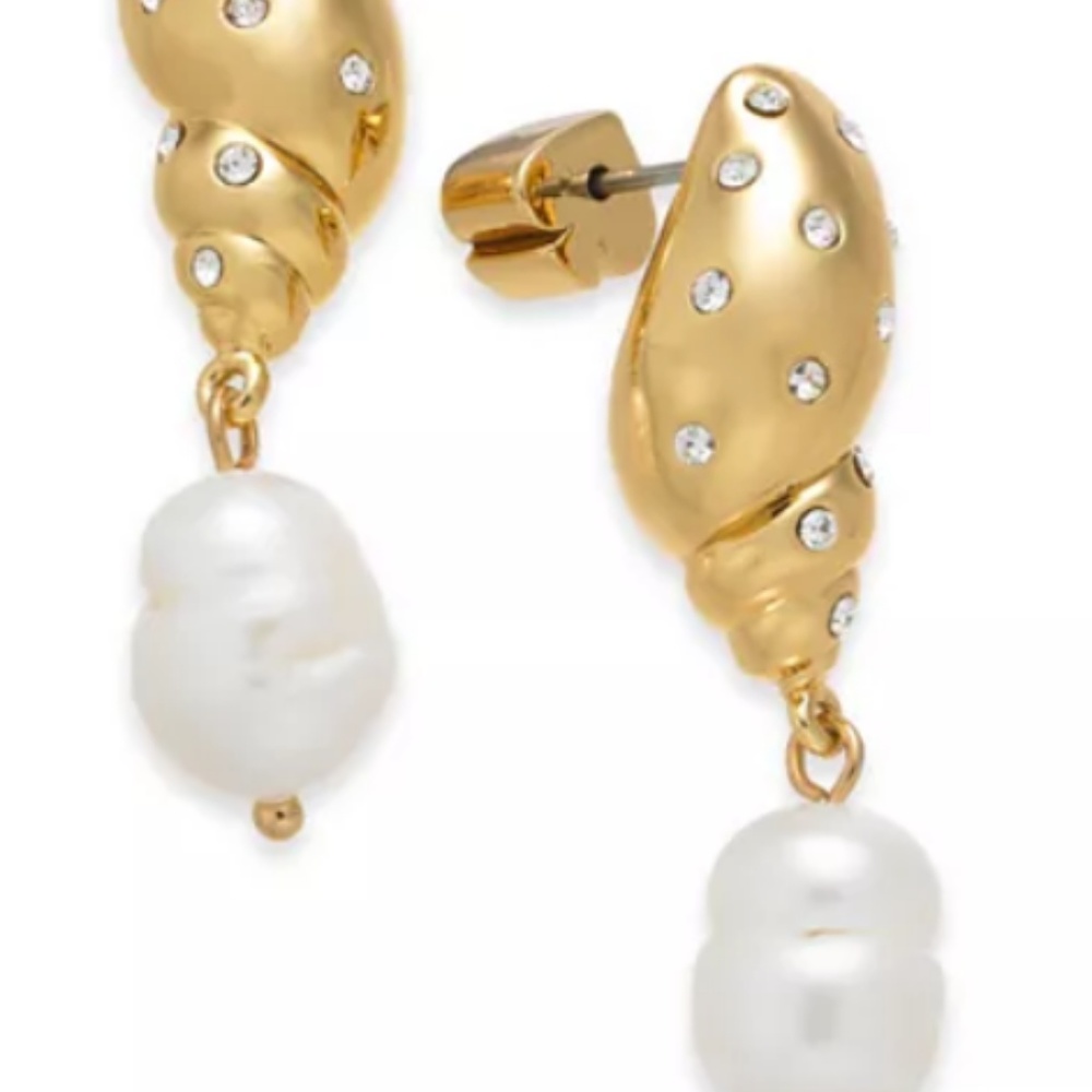 Kate Spade pavé shell & pearl drop earrings